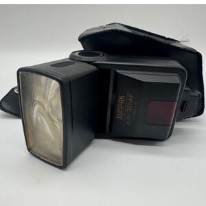Sunpak Auto 355AF Thyristor Flash with Leather Case for Vintage Cameras